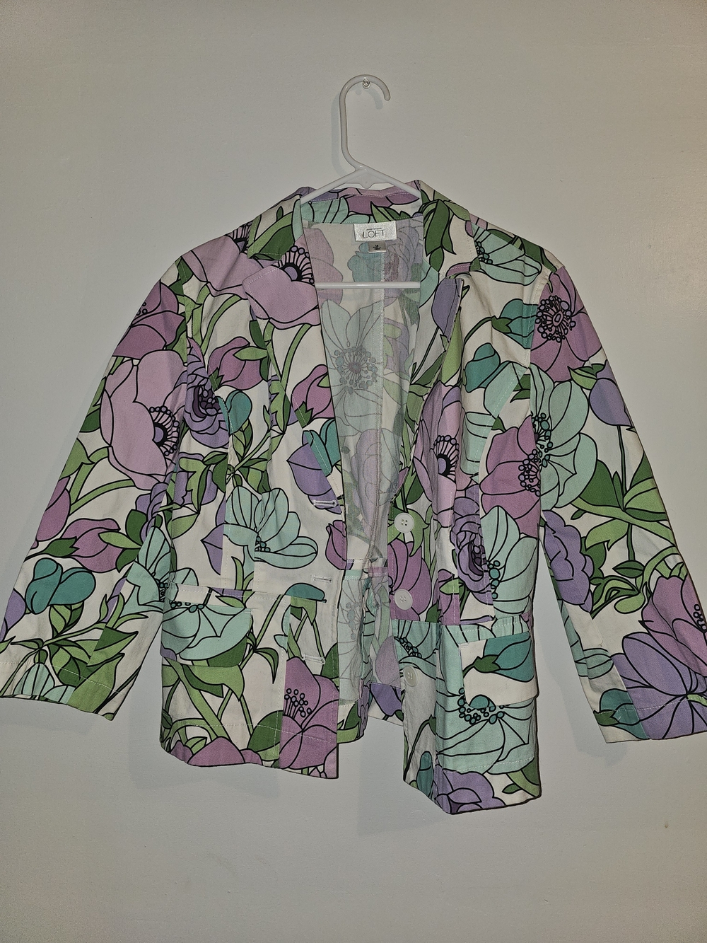 LOFT Floral Print Blazer Jacket - Lavender, Mint, Green